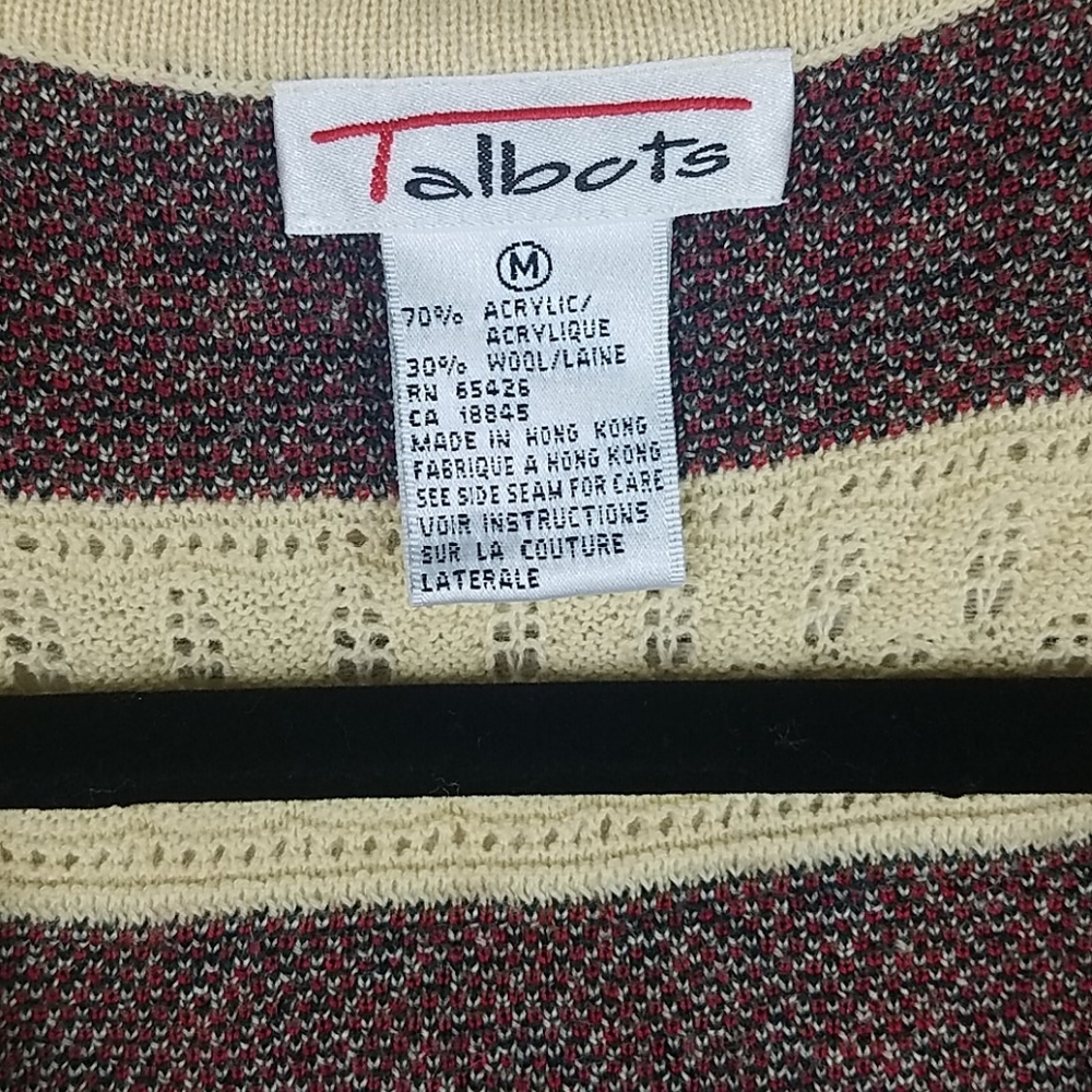 Talbots, Black, creme and red sweater vest, Sz M - Picture 9 of 9